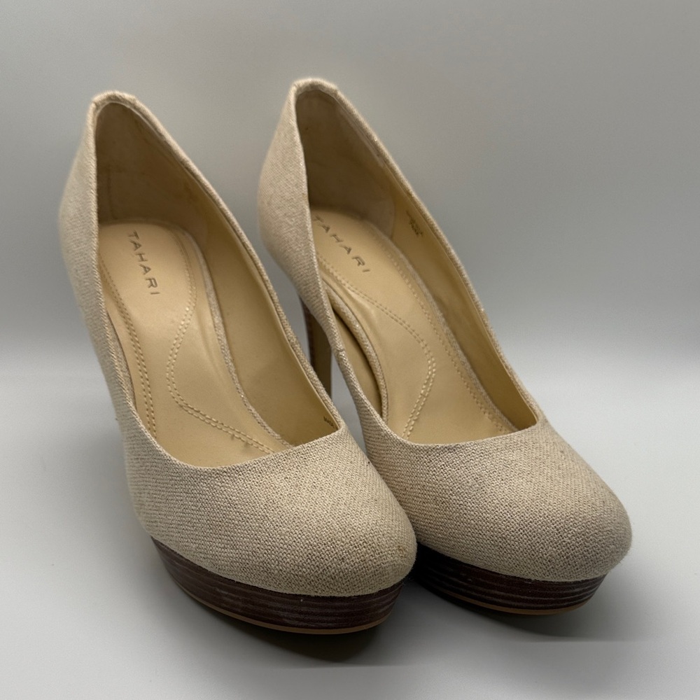 Tahari Women's Beige Platform Heels